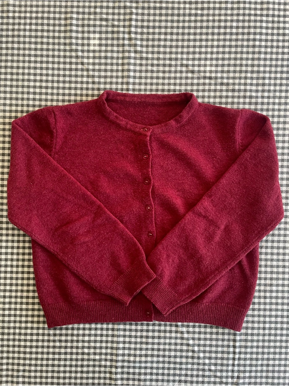 Boxy Raspberry Round-Neck Cardigan